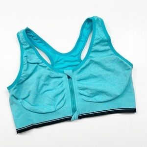 Sayfut bright blue zippered sports bra